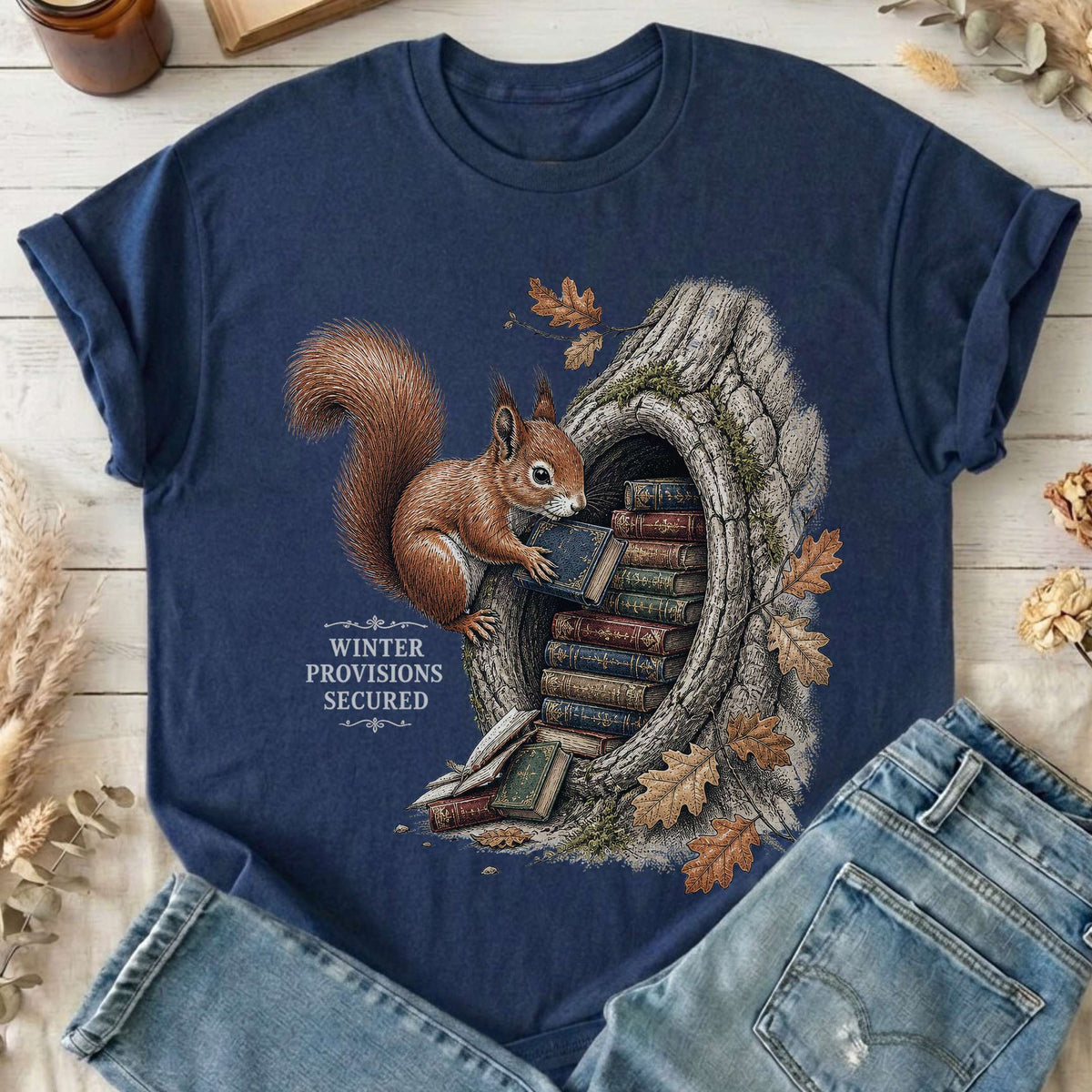 Winter Provisions Secured Squirrel Literary T-Shirt
