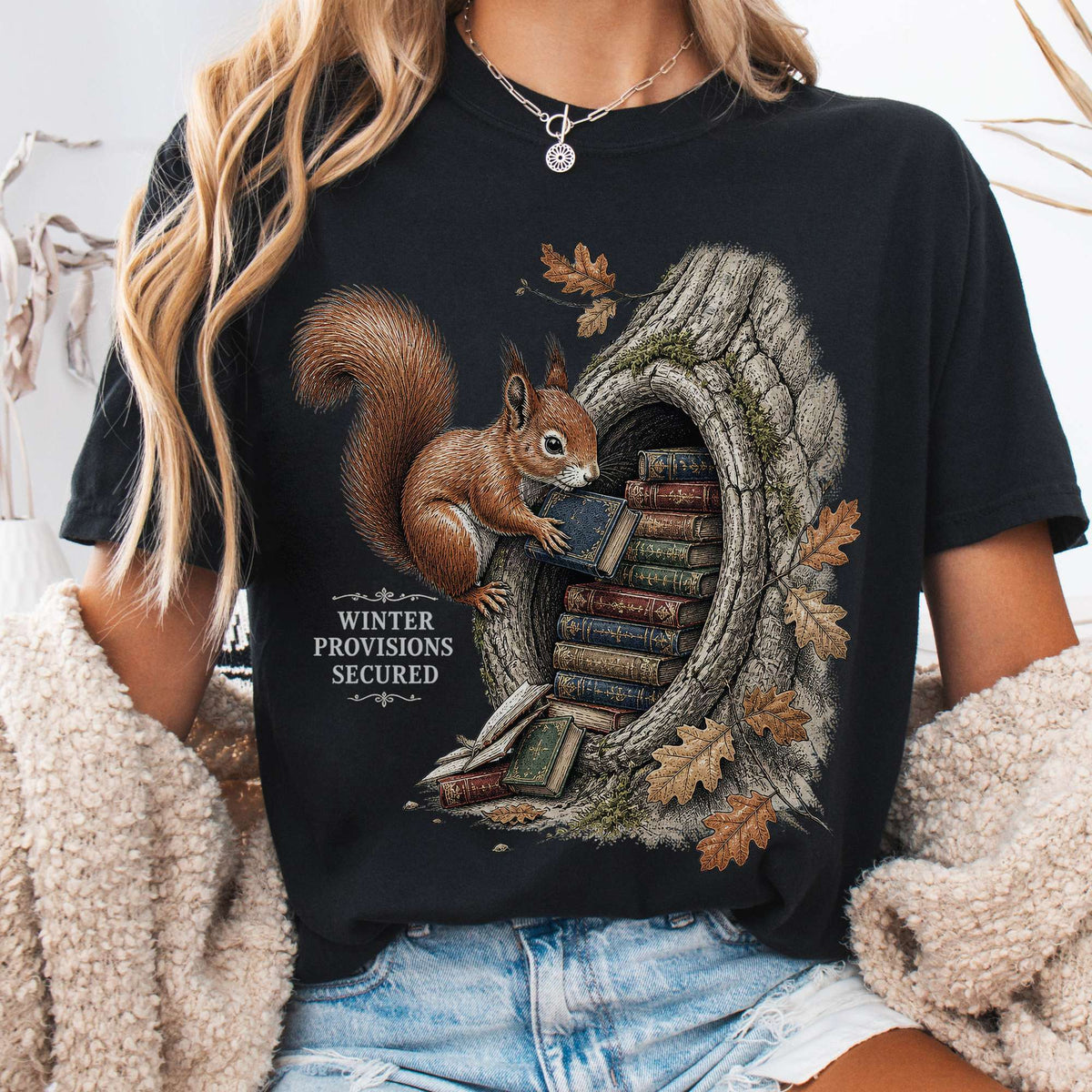 Winter Provisions Secured Squirrel Literary T-Shirt