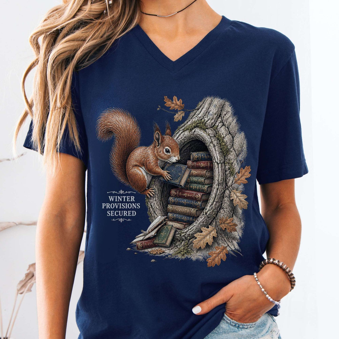 Winter Provisions Secured Squirrel Literary V-Neck