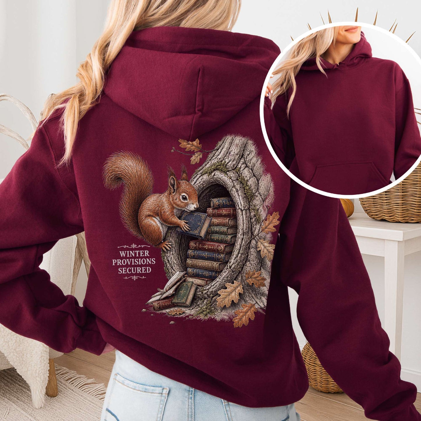 Winter Provisions Secured Squirrel Literary Hoodie