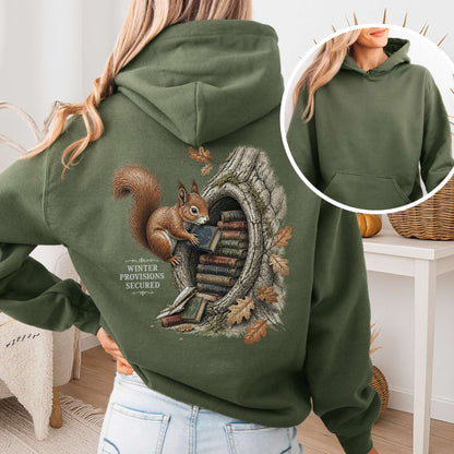 Winter Provisions Secured Squirrel Literary Hoodie