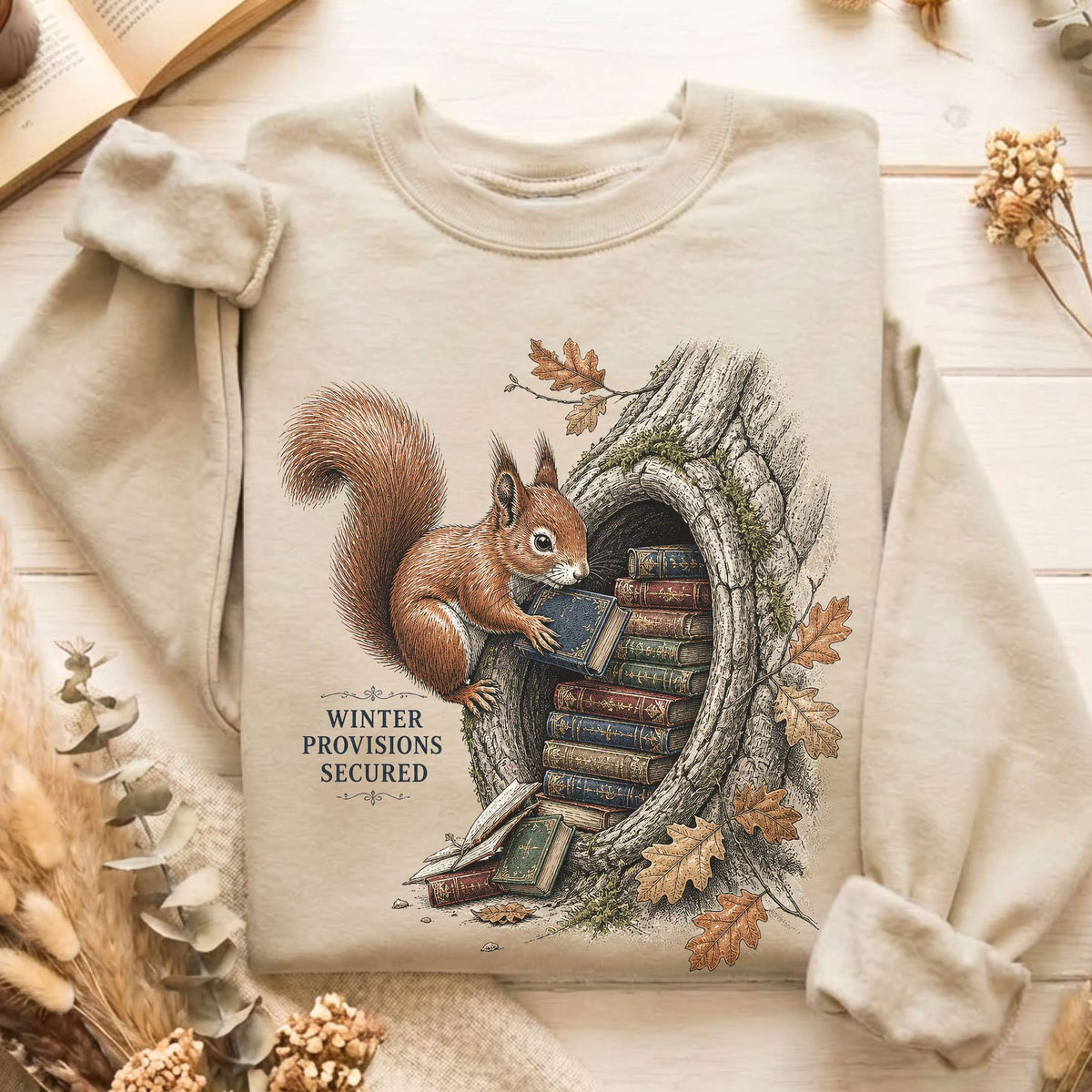 Winter Provisions Secured Squirrel Literary Sweatshirt
