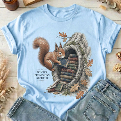 Winter Provisions Secured Squirrel Literary T-Shirt