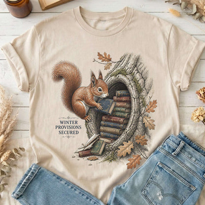 Winter Provisions Secured Squirrel Literary T-Shirt