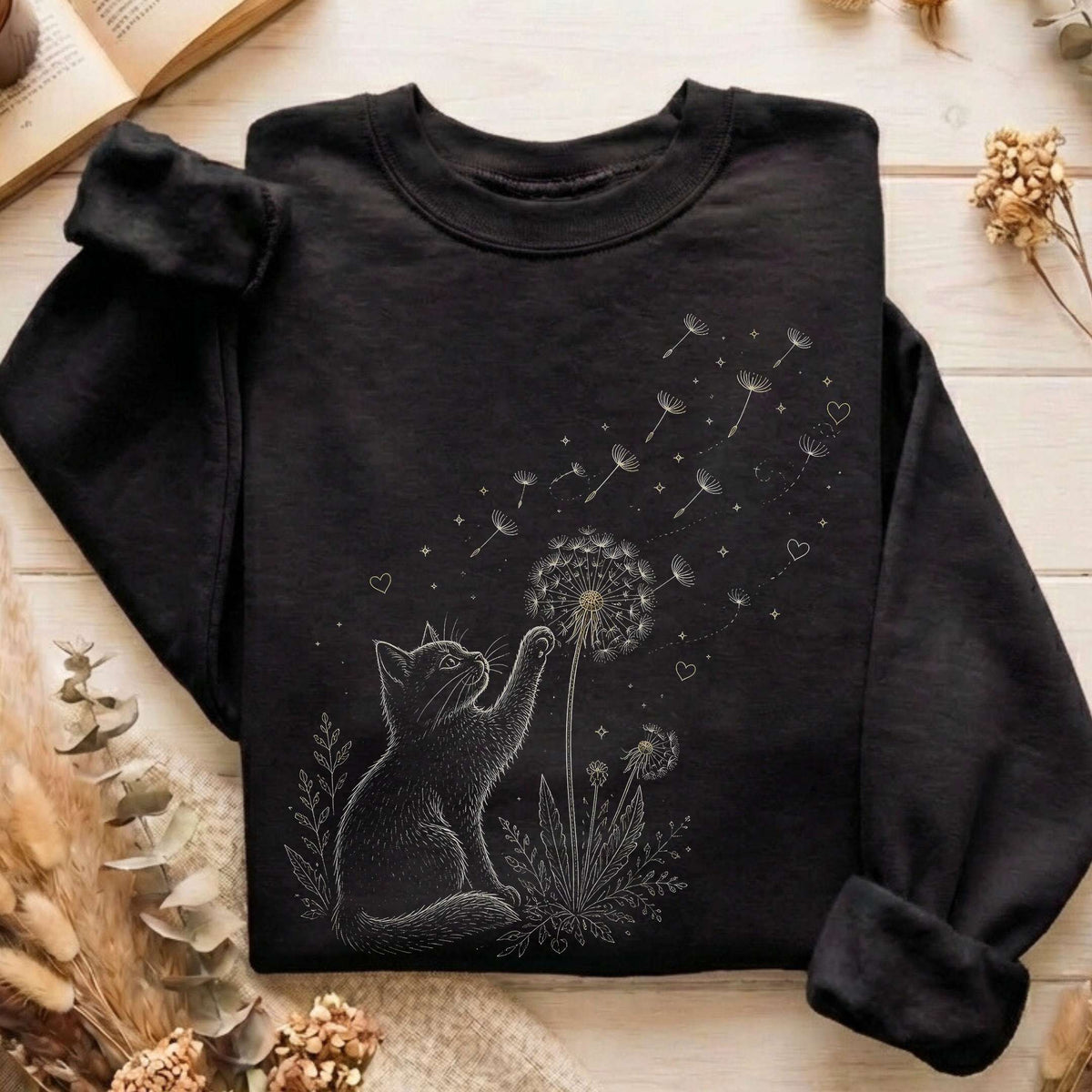 Kitten Batting A Dandelion For A Wish Sweatshirt