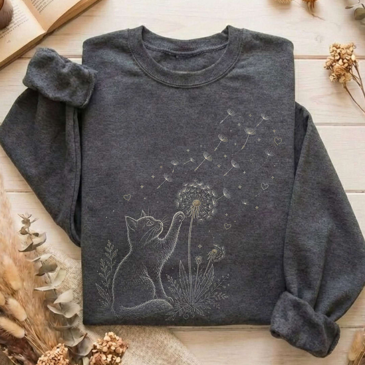 Kitten Batting A Dandelion For A Wish Sweatshirt