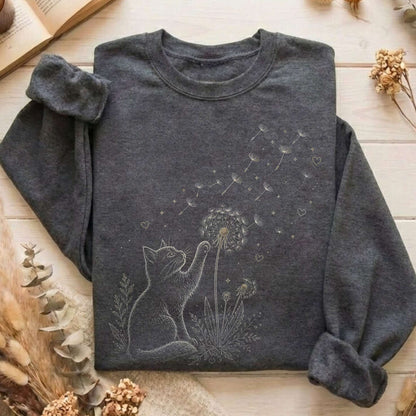 Kitten Batting A Dandelion For A Wish Sweatshirt