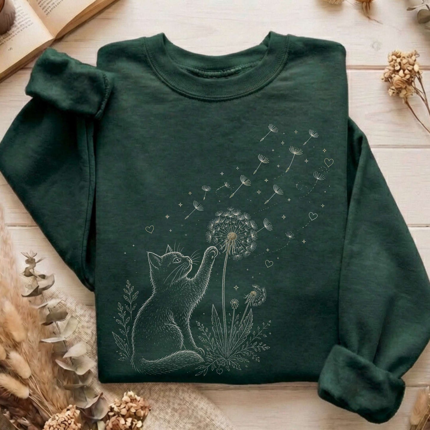Kitten Batting A Dandelion For A Wish Sweatshirt