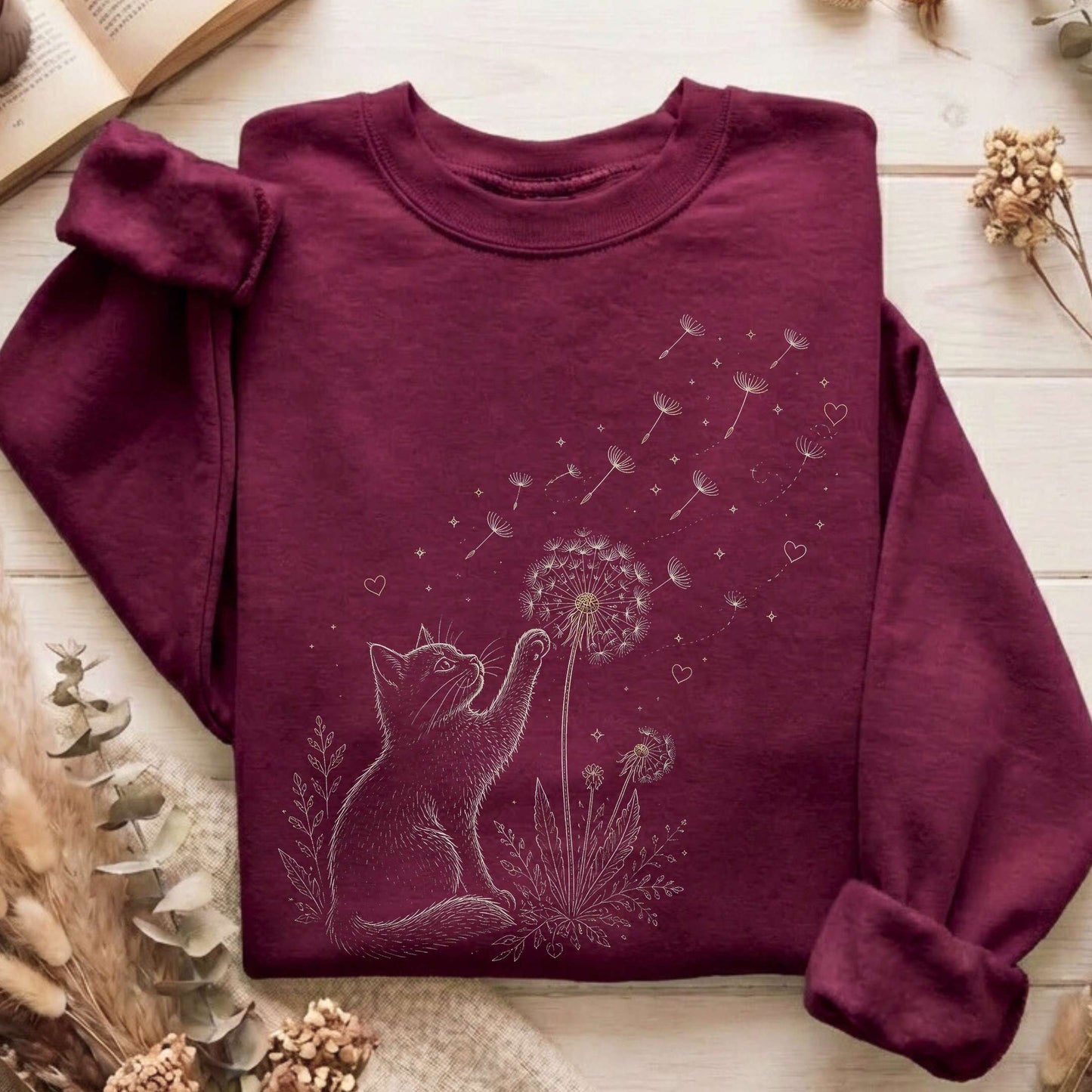 Kitten Batting A Dandelion For A Wish Sweatshirt