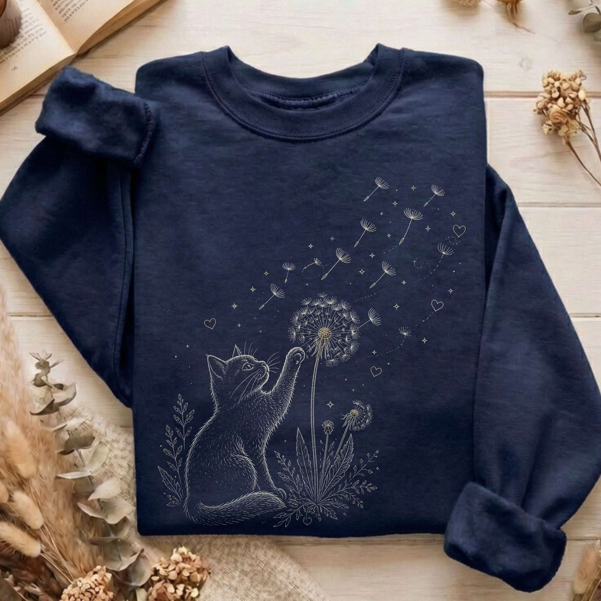 Kitten Batting A Dandelion For A Wish Sweatshirt