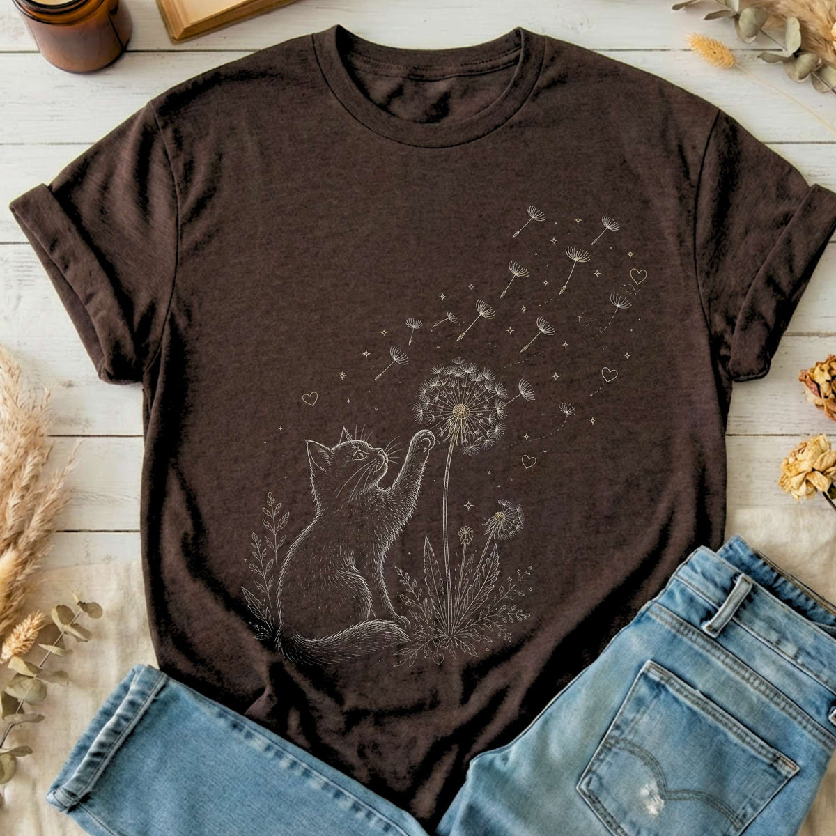 Kitten Batting A Dandelion For A Wish T-Shirt