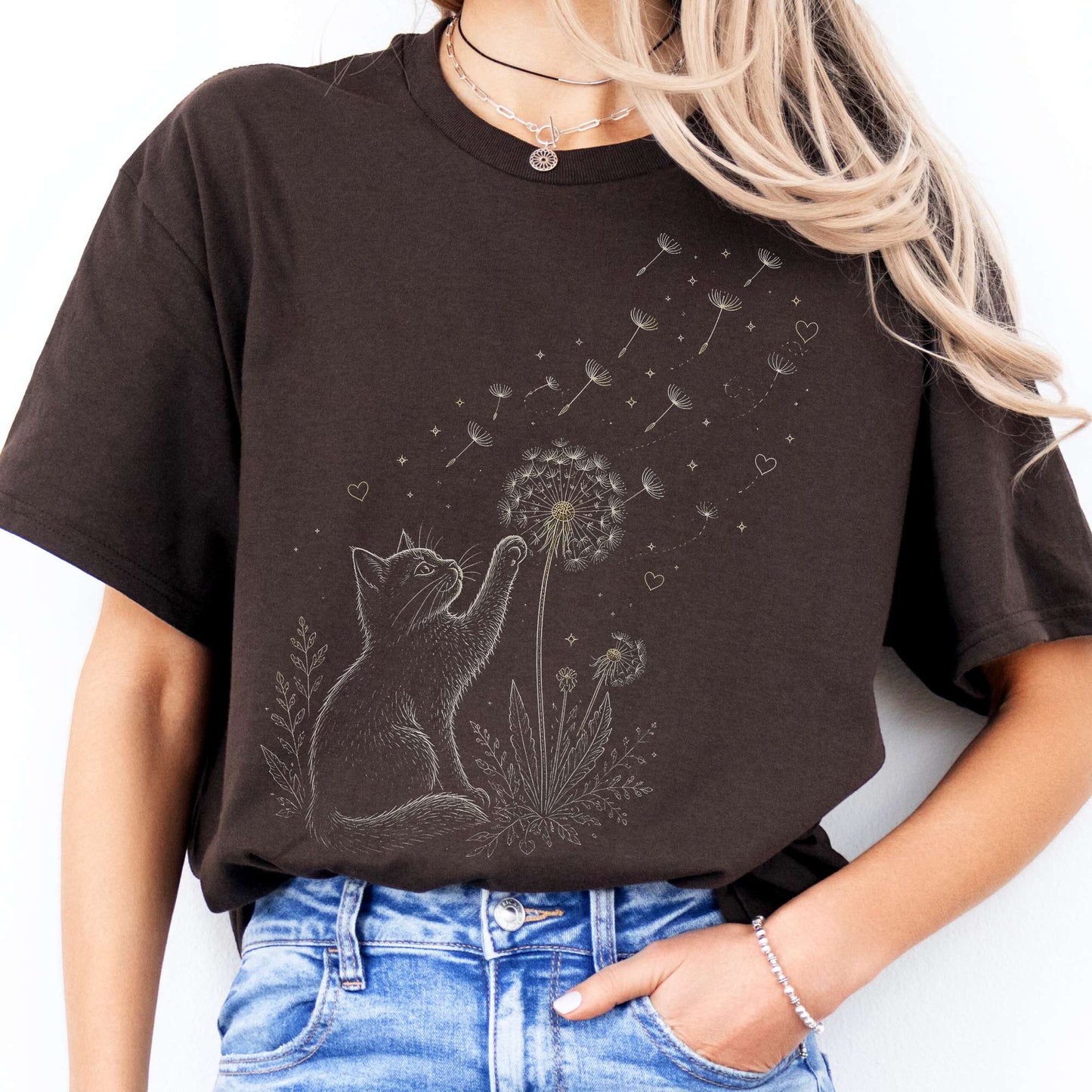 Kitten Batting A Dandelion For A Wish T-Shirt