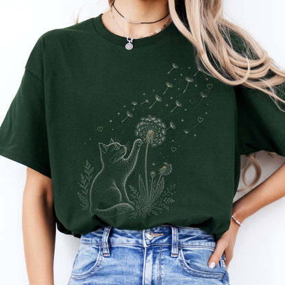 Kitten Batting A Dandelion For A Wish T-Shirt
