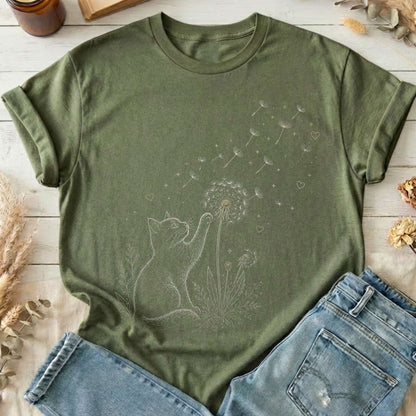 Kitten Batting A Dandelion For A Wish T-Shirt