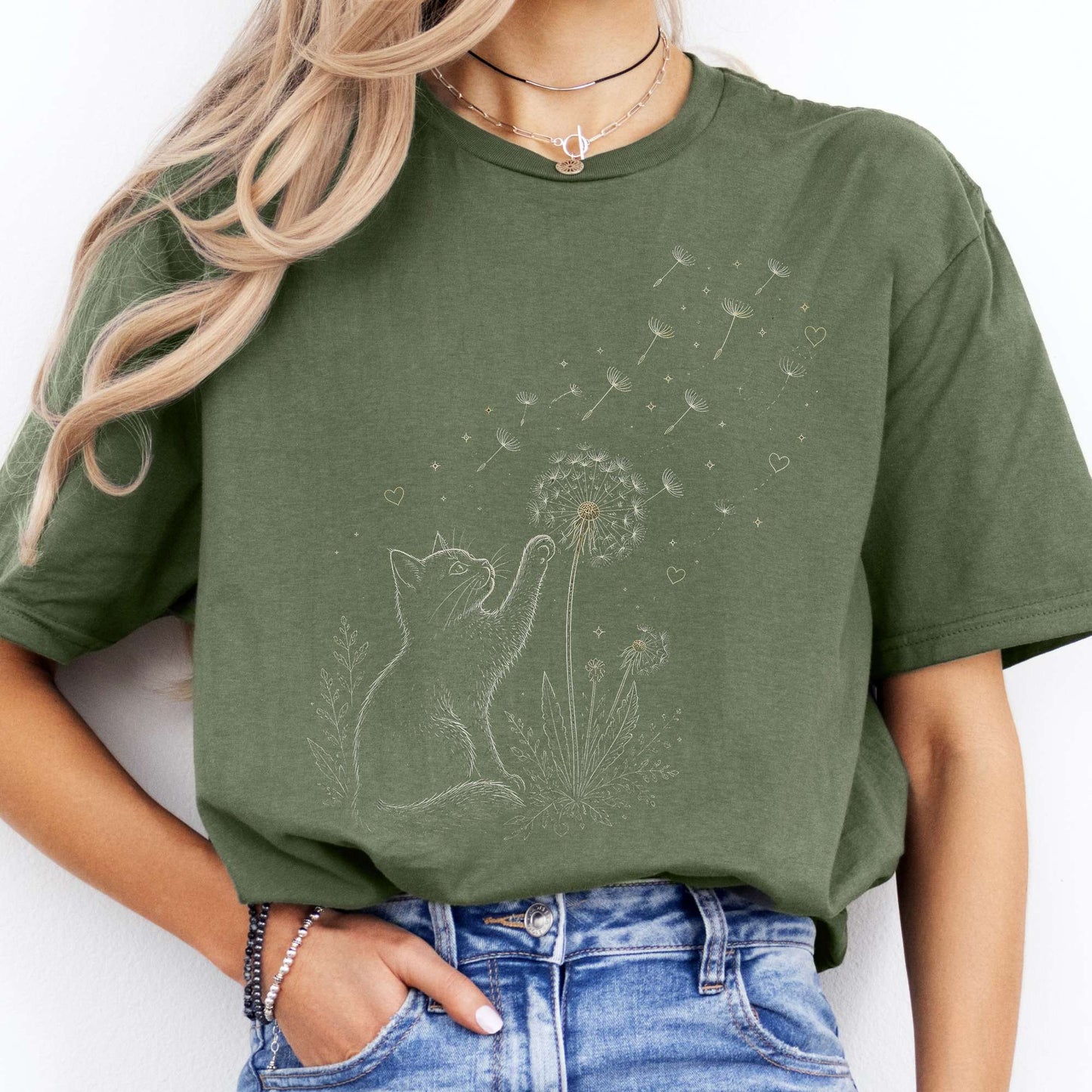 Kitten Batting A Dandelion For A Wish T-Shirt