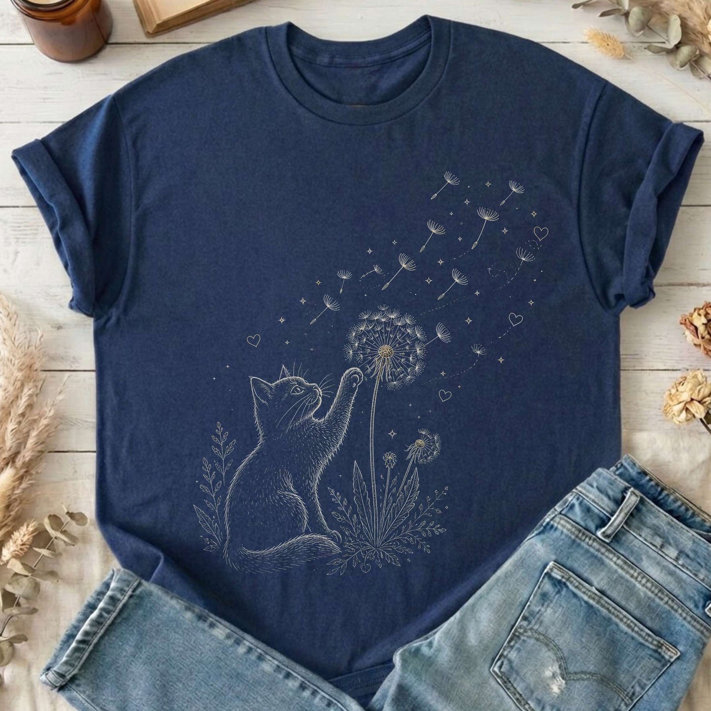 Kitten Batting A Dandelion For A Wish T-Shirt