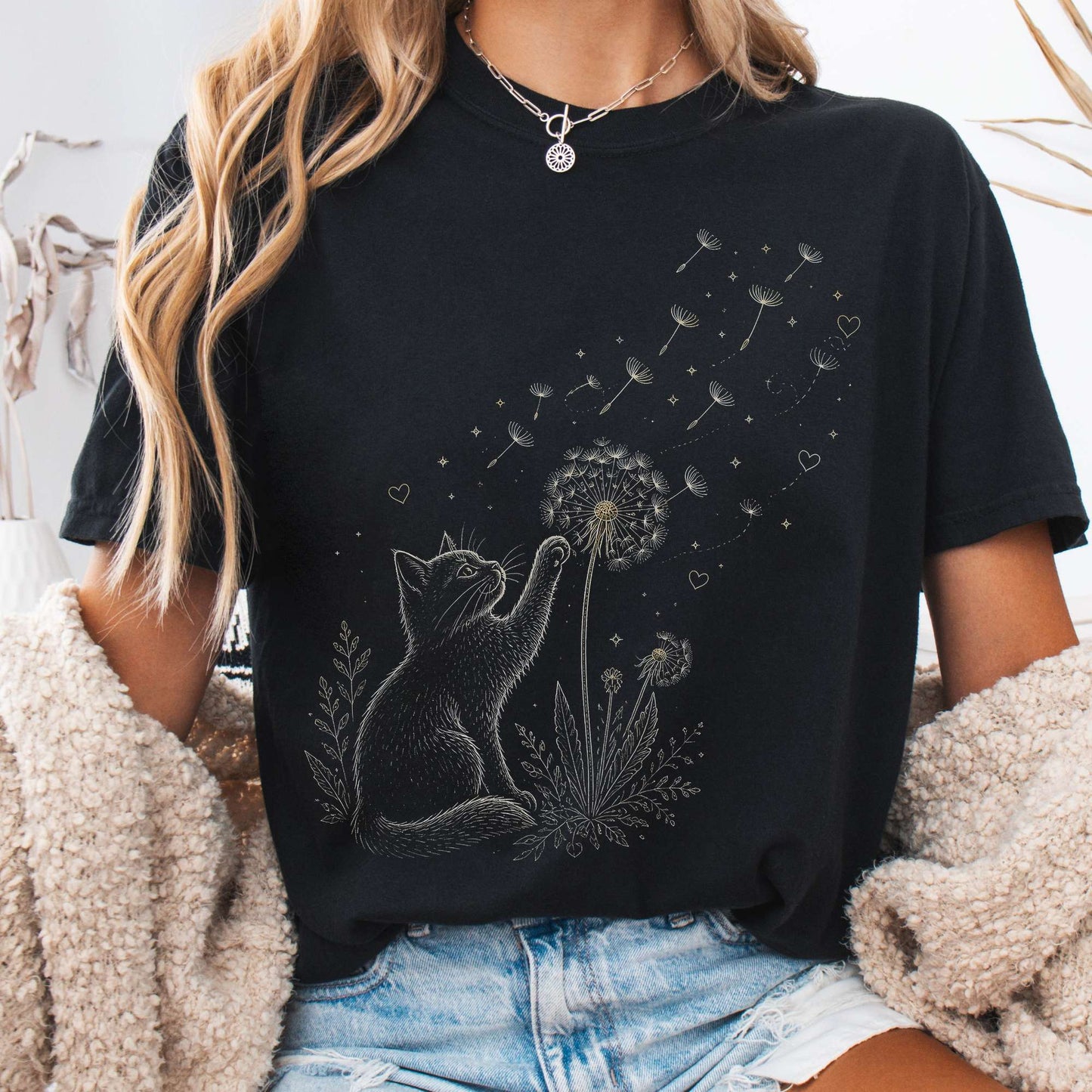 Kitten Batting A Dandelion For A Wish T-Shirt