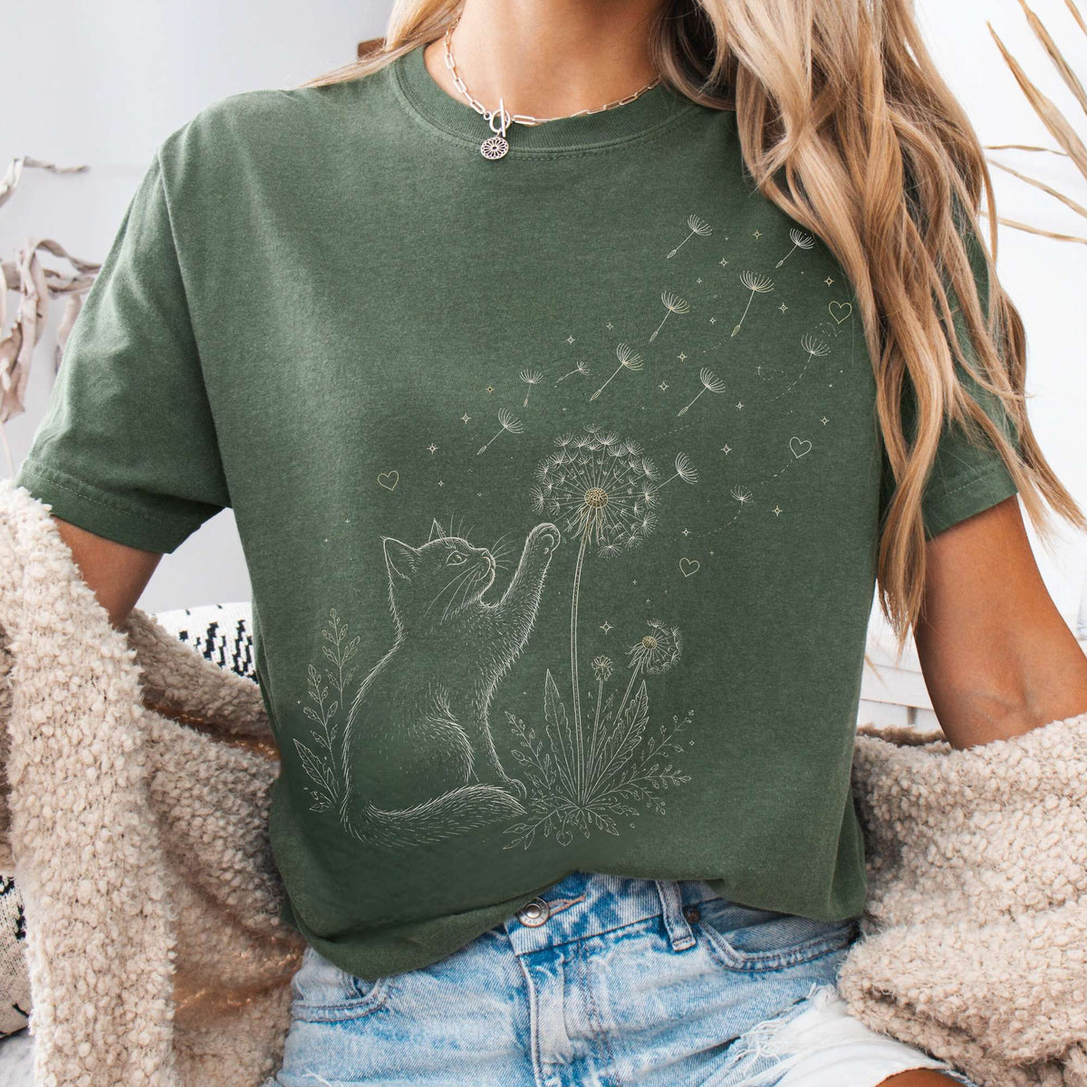 Kitten Batting A Dandelion For A Wish T-Shirt