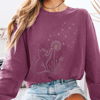 Kitten Batting A Dandelion For A Wish Long Sleeve