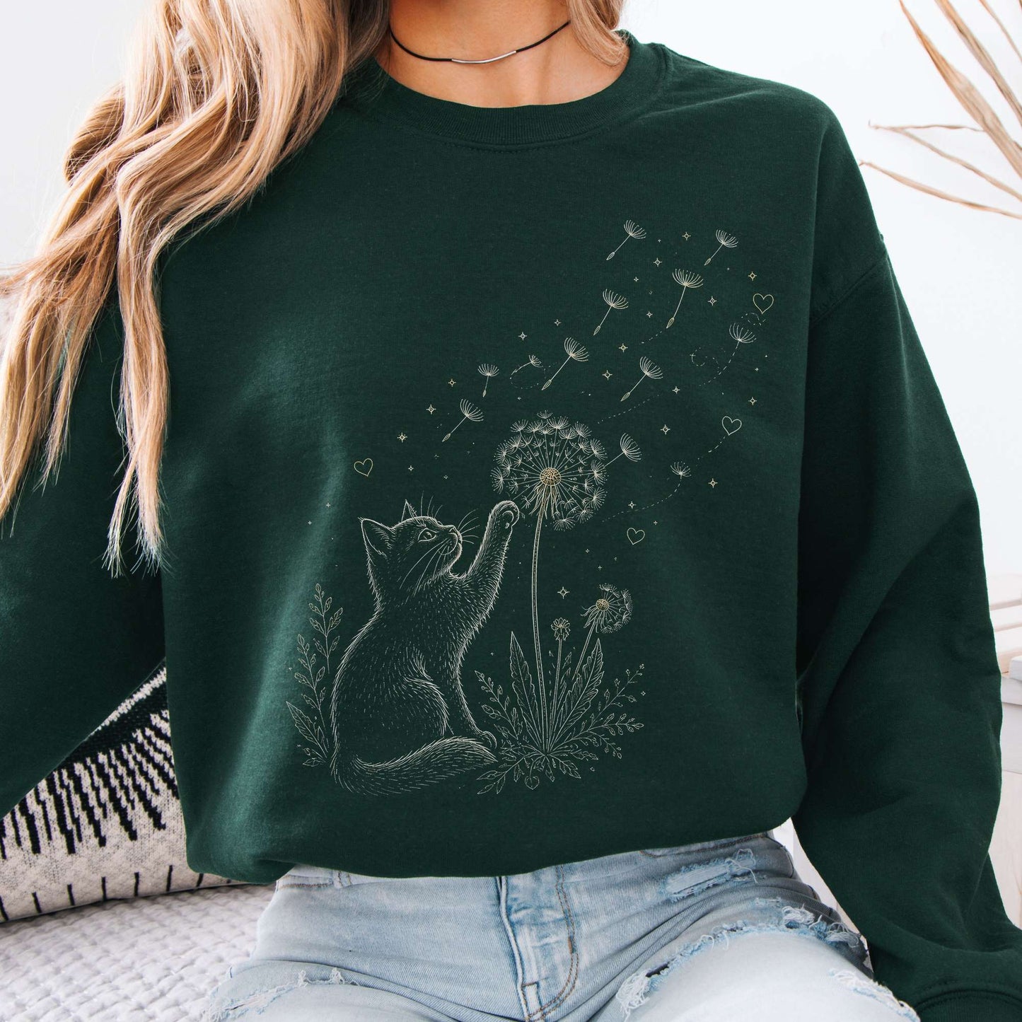 Kitten Batting A Dandelion For A Wish Sweatshirt