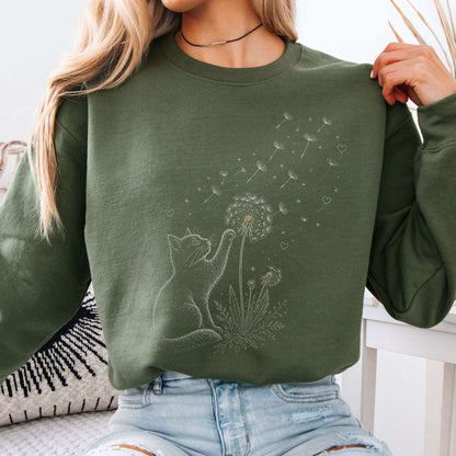 Kitten Batting A Dandelion For A Wish Sweatshirt
