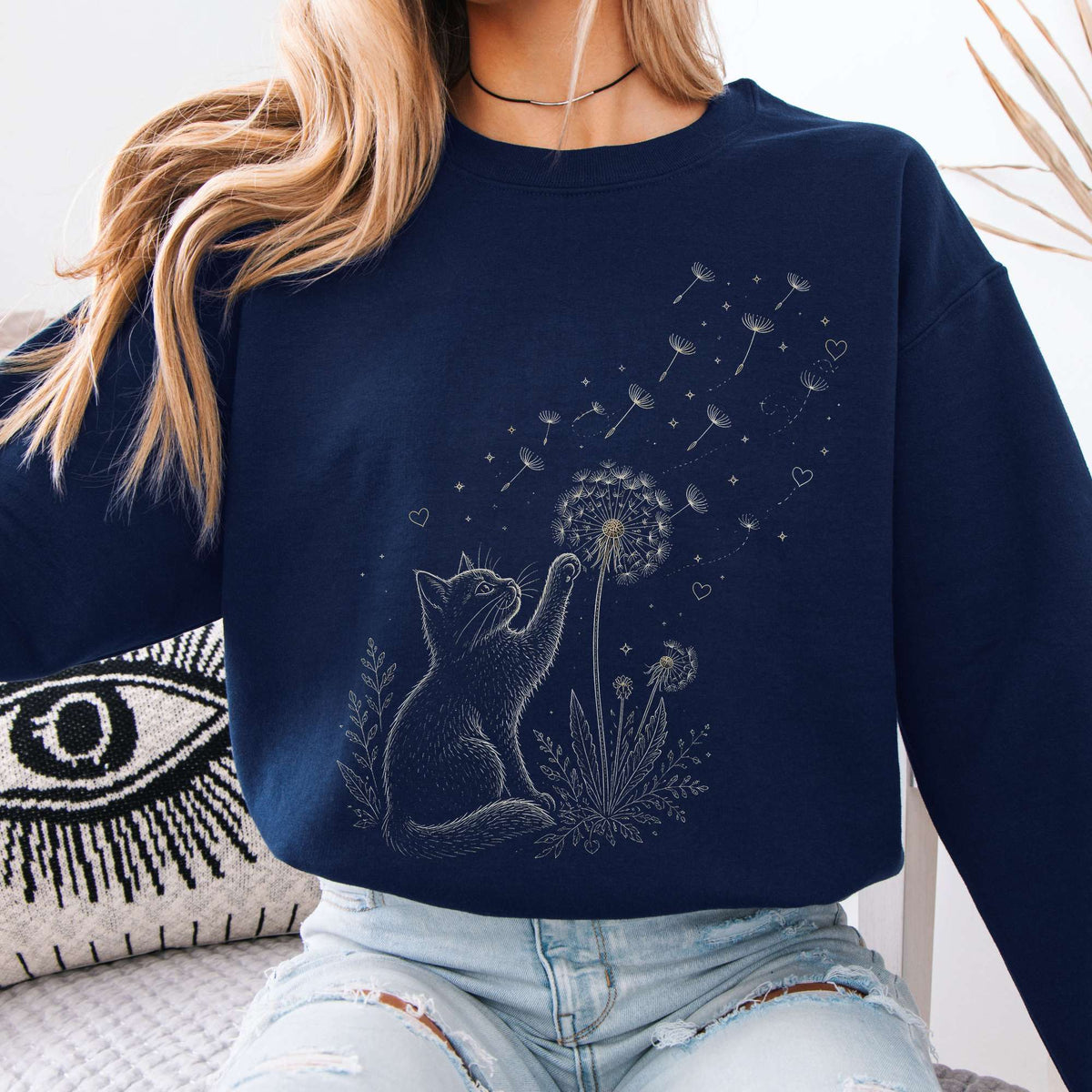 Kitten Batting A Dandelion For A Wish Sweatshirt
