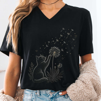Kitten Batting A Dandelion For A Wish V-Neck