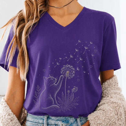 Kitten Batting A Dandelion For A Wish V-Neck