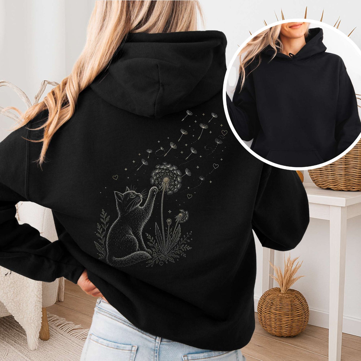 Kitten Batting A Dandelion For A Wish Hoodie