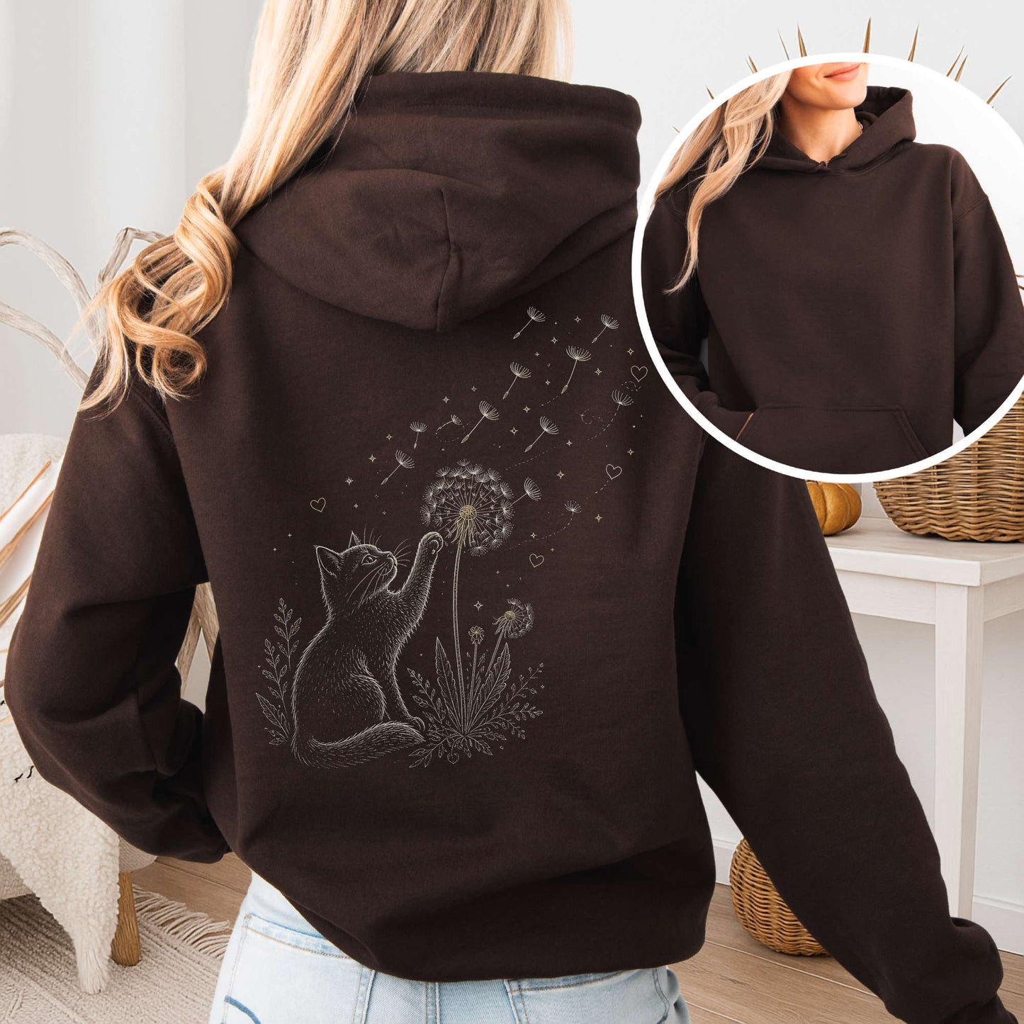 Kitten Batting A Dandelion For A Wish Hoodie