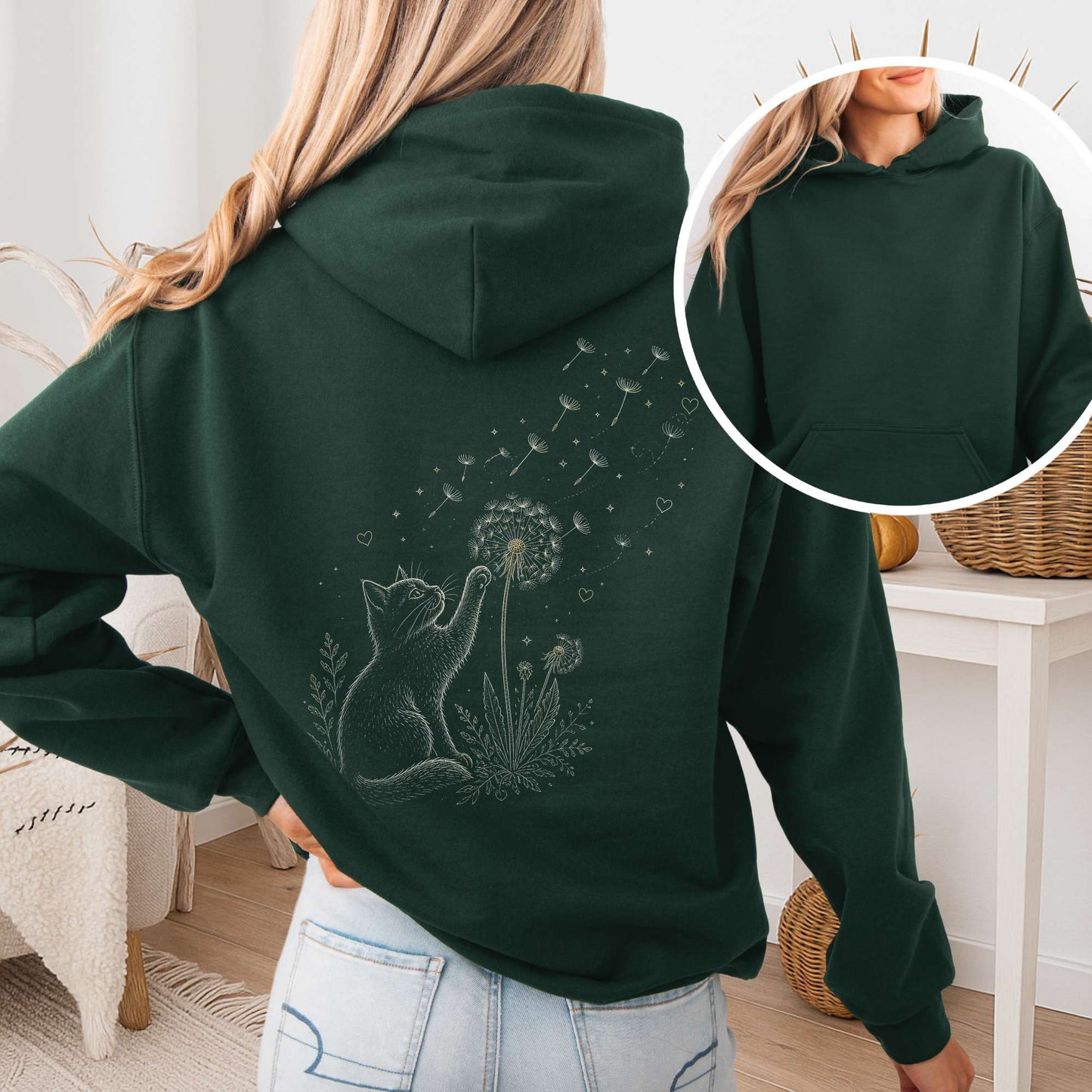 Kitten Batting A Dandelion For A Wish Hoodie