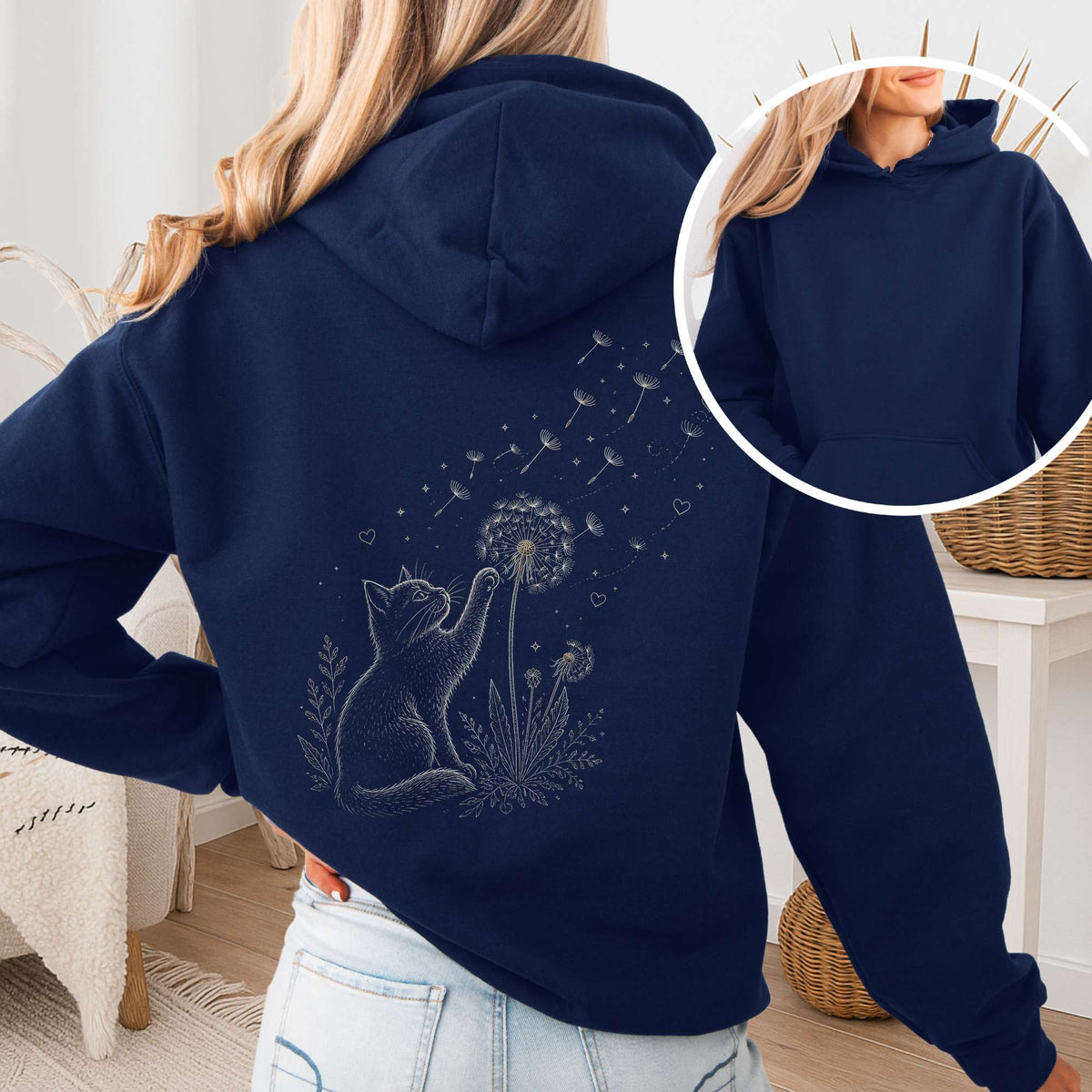 Kitten Batting A Dandelion For A Wish Hoodie