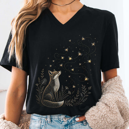 Fox and Fireflies V-Neck