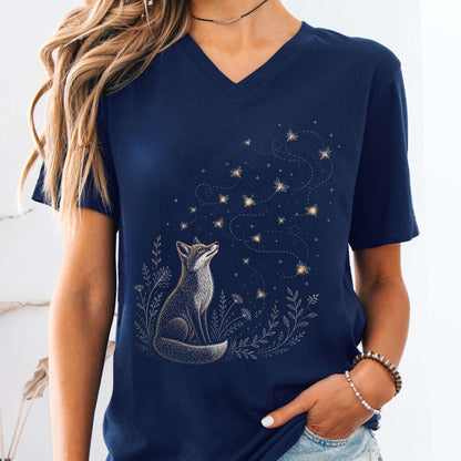 Fox and Fireflies V-Neck
