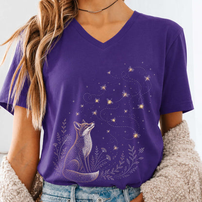 Fox and Fireflies V-Neck