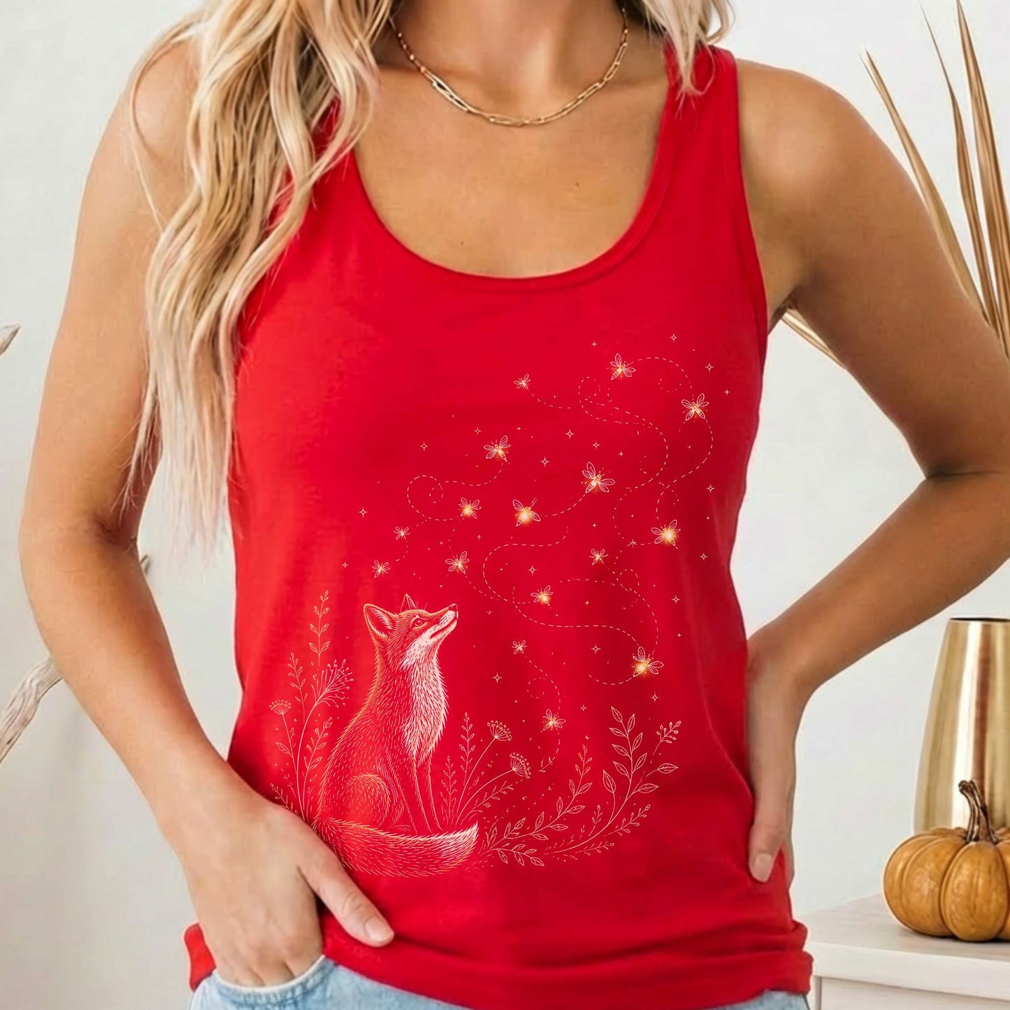 Fox and Fireflies Women's Lightweight Tank Top