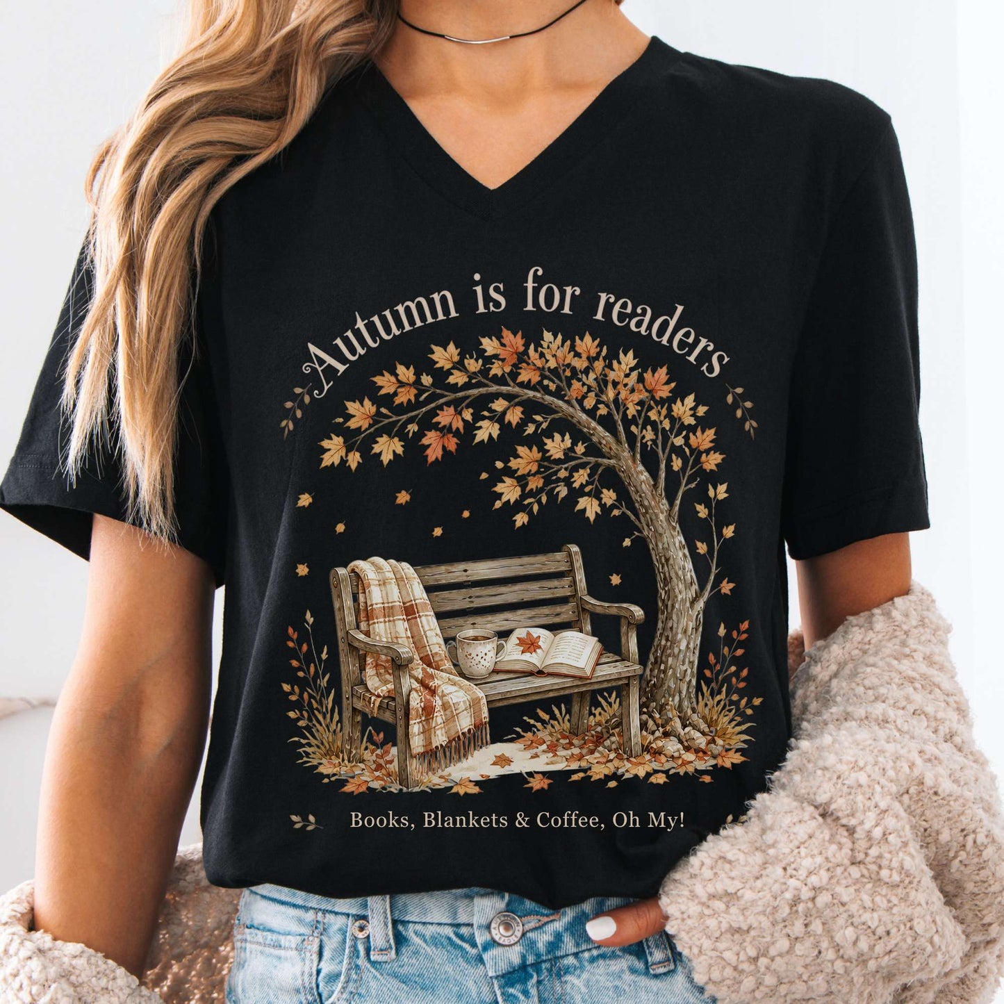 Autumn Is for Readers Literary V-Neck