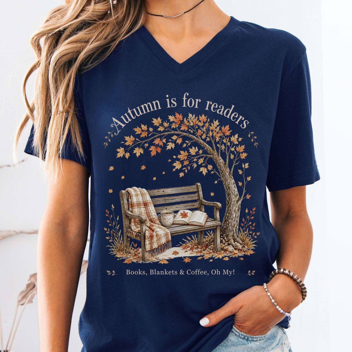 Autumn Is for Readers Literary V-Neck