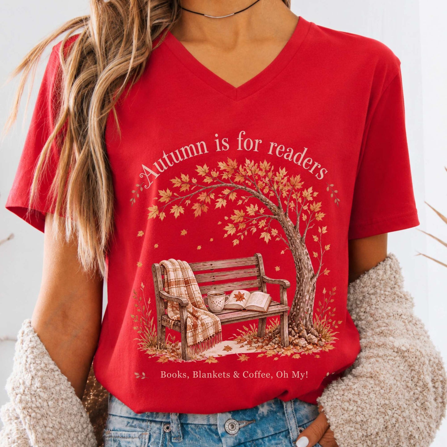 Autumn Is for Readers Literary V-Neck