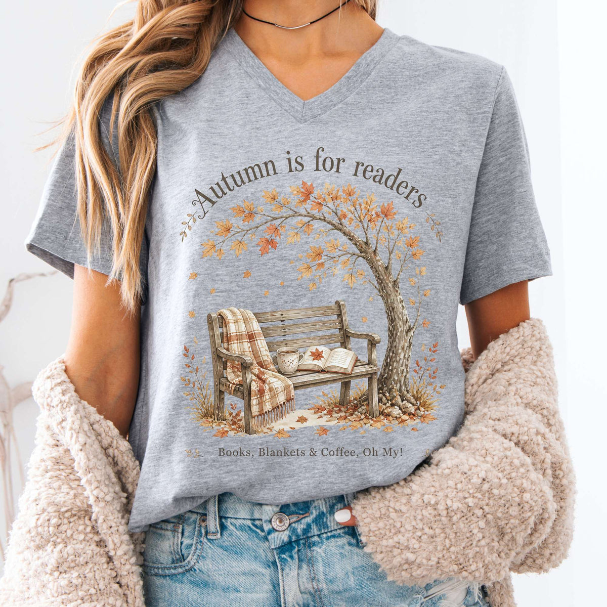 Autumn Is for Readers Literary V-Neck