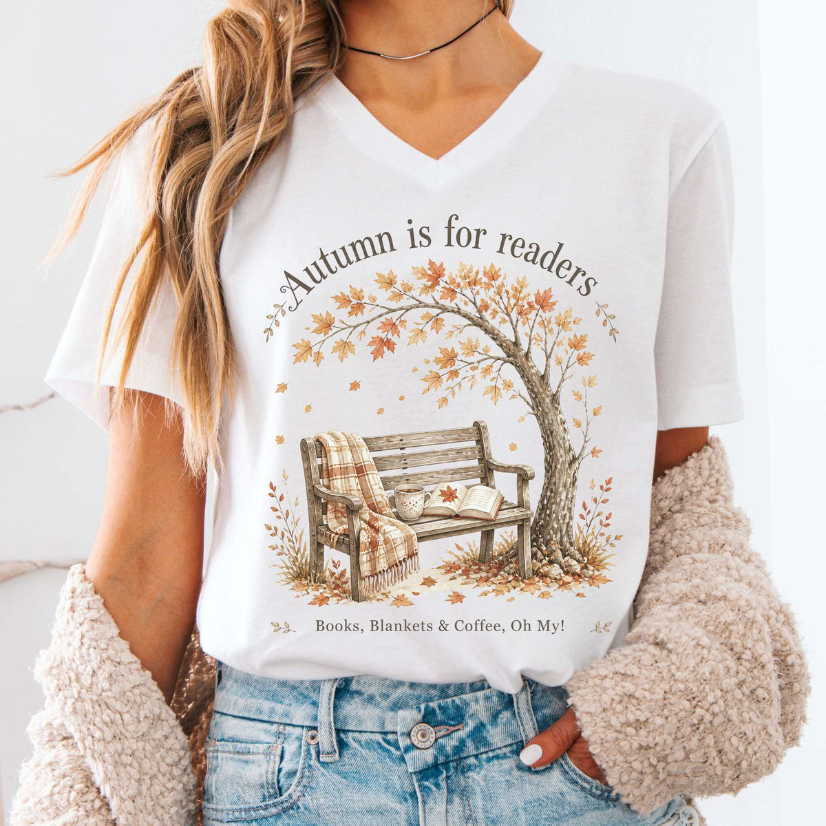 Autumn Is for Readers Literary V-Neck