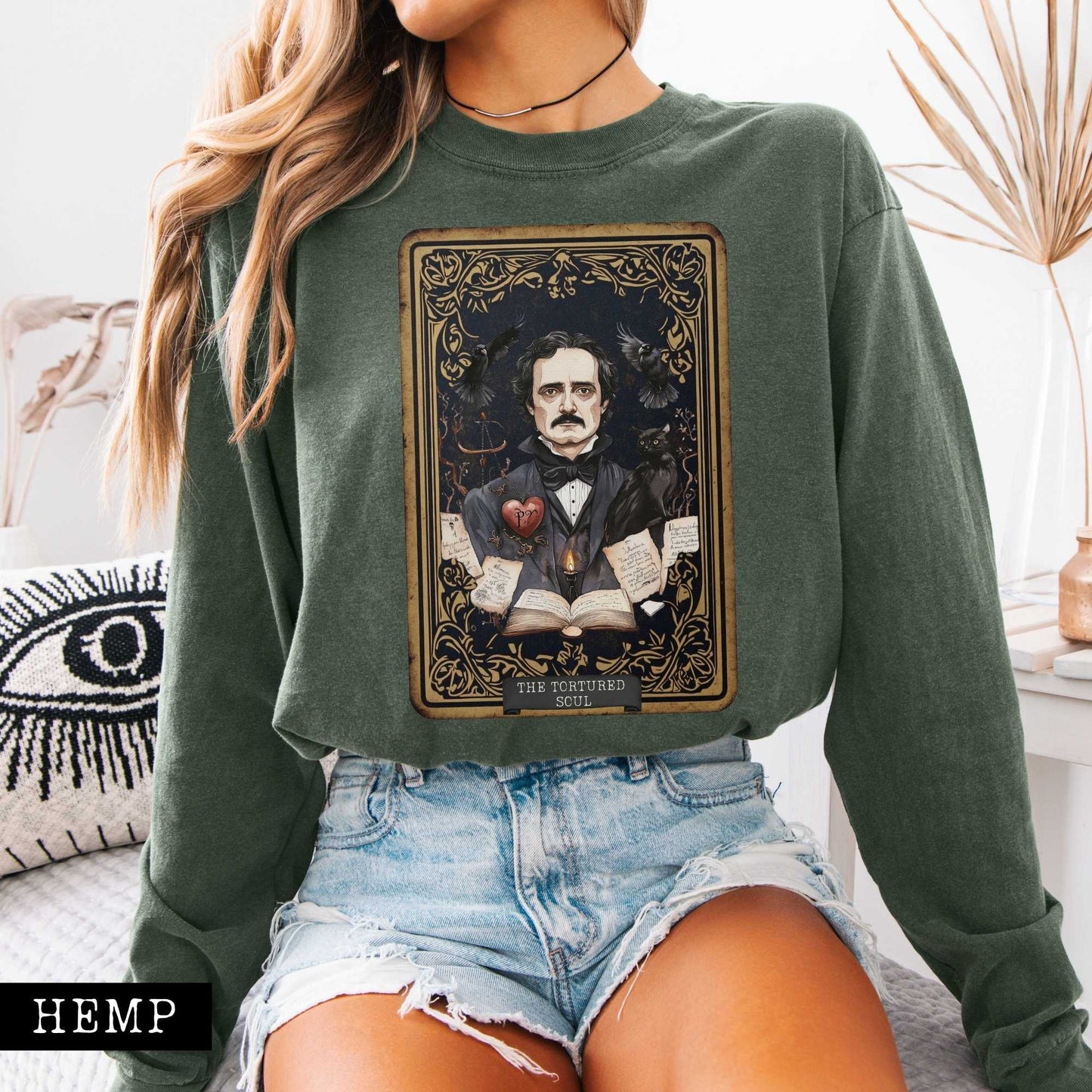 The Tortured Soul Tarot Card Edgar Allan Poe Long Sleeved Shirt