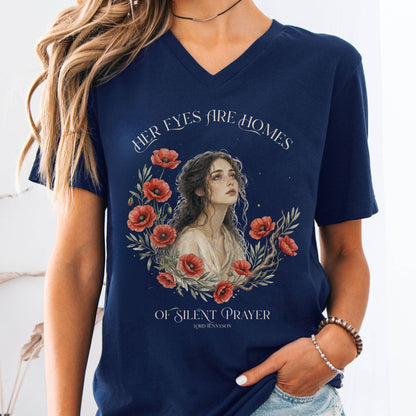 V-neck Navy / S Her Eyes Are Homes of Silent Prayer Lord Tennyson V-Neck The Mystic Eden