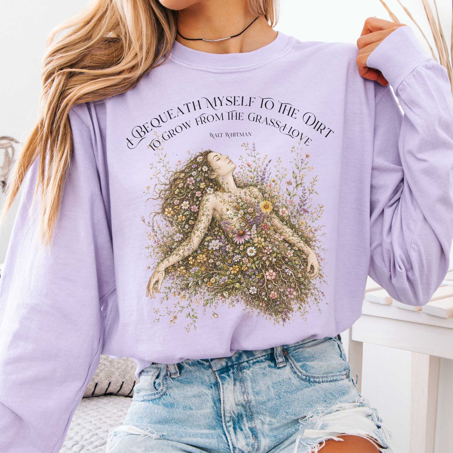 Long-sleeve Orchid / S I Bequeath Myself to the Dirt Walt Whitman Long Sleeve The Mystic Eden