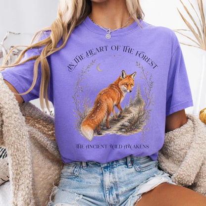 T-Shirt Violet / S In the Heart of the Forest The Ancient Wild Awakens Fox T-Shirt The Mystic Eden