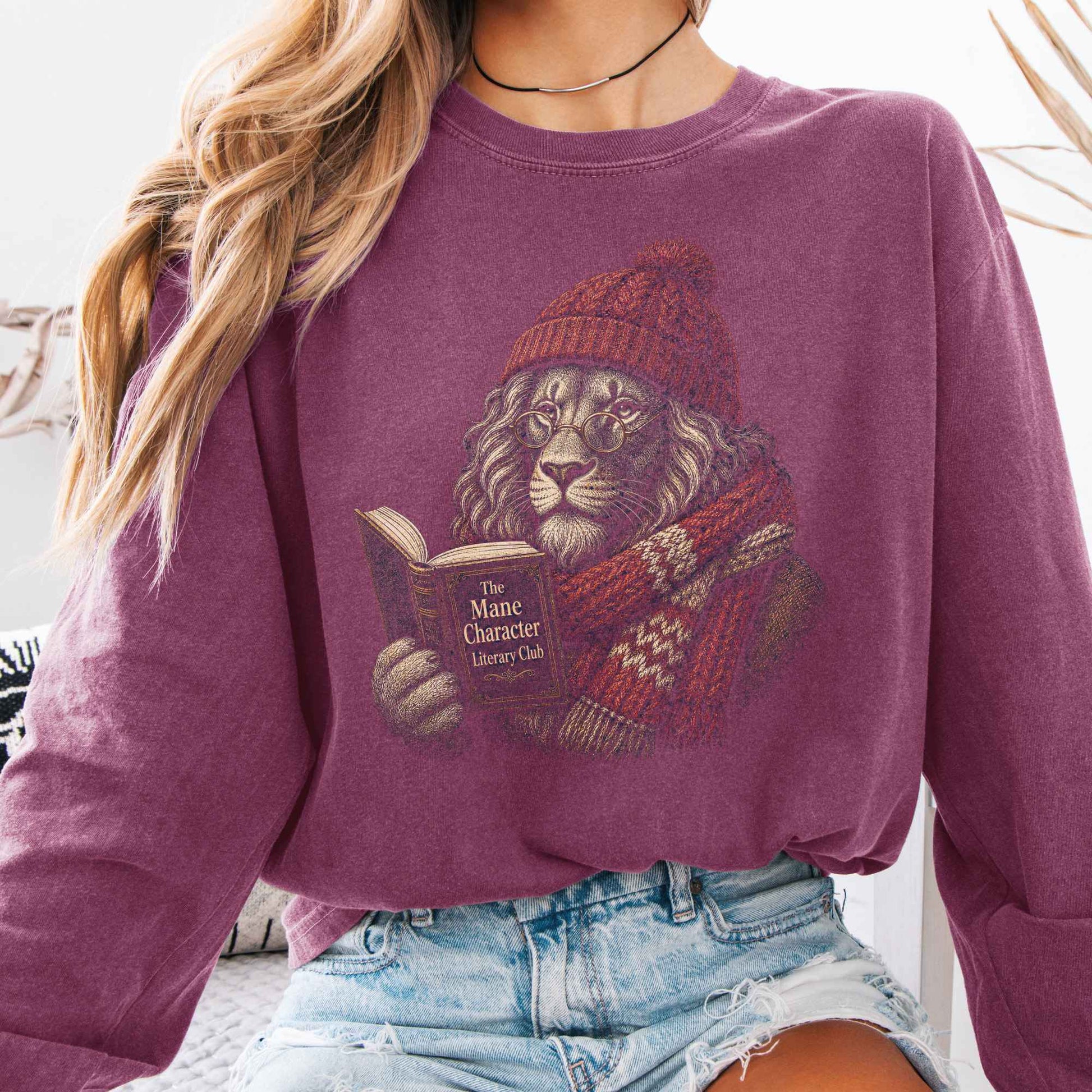 Long-sleeve Berry / S The Mane Character Literary Club Lion Long Sleeve The Mystic Eden