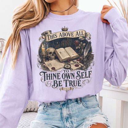 Long-sleeve Orchid / S To Thine Own Self Be True Hamlet Shakespeare Long Sleeve The Mystic Eden