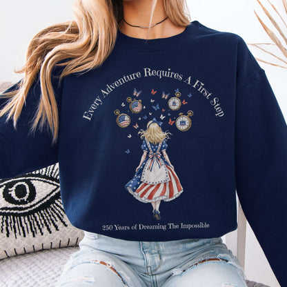 Sweatshirt Navy / S 250 Years of Dreaming the Impossible American Alice Crewneck Sweatshirt The Mystic Eden