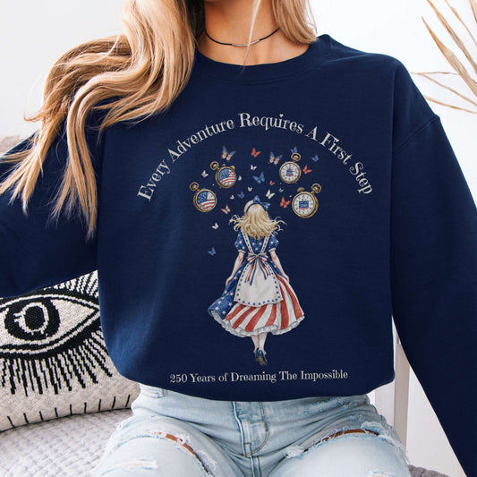 Sweatshirt Navy / S 250 Years of Dreaming the Impossible American Alice Crewneck Sweatshirt The Mystic Eden
