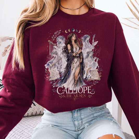 Sweatshirt Maroon / S Calliope & The Muses Mythology Crewneck Sweatshirt The Mystic Eden
